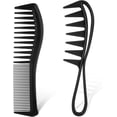 thumbnail image 1 of 2pcs Wide Tooth Comb, Shark Teeth Comb Wide Tooth Curl Comb Large Tooth Comb Big Detangling Comb Texture Comb for Curly Wet Wavy Thick Hair Wigs Salon Women Men Hair Barber Hairstyle Tool (Black), 1 of 5