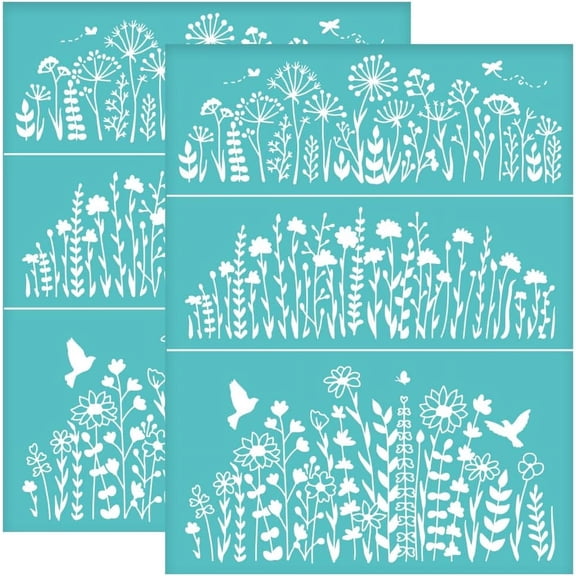 2pcs Wildflower Silk Screen Printing Stencils Self-Adhesive Silk Screen Stencils Butterfly Pigeons Screen