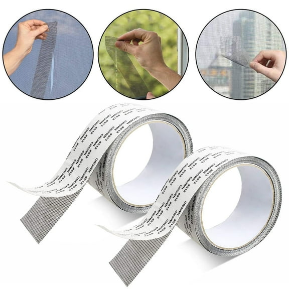 2pcs Window Screen Repair Kit Tape,Strong Adhesive & Waterproof Fiberglass Covering Wire Mesh Repair Patch Tool,for Window Screen and Screen Door Tears Holes Screen,5*200cm/2*78.7in