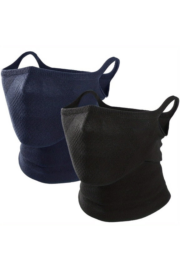 2pcs Windproof Half-Face Masks for Men & Women - Breathable Knit Fabric with Ear Hook & Full Face Coverage, Windproof & Cold-Resistant, Fit for Cycling, Running, Skiing, Snowboarding