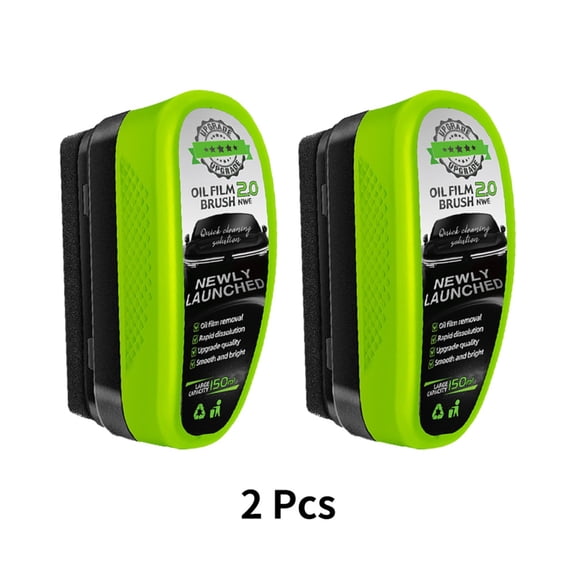 2pcs Windshield Cleaner & Oil Film Remover Brush, Car Glass Cleaner for Clear Vision, Rain & Fog Protection, Green