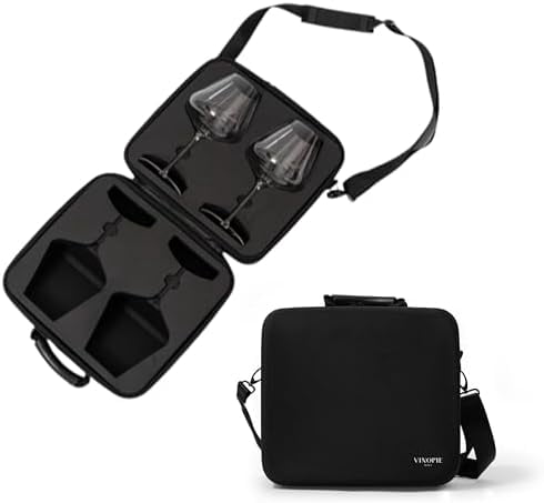 Travel Wine Glass VINOPIE 2-Piece Wine Glass Travel Case  EVA Foam Carrier  With Handle & Strap, Fits Riedel Fatto A Mano Glasses (Glasses Not  Included) Riedel Fatto A Mano Compatible