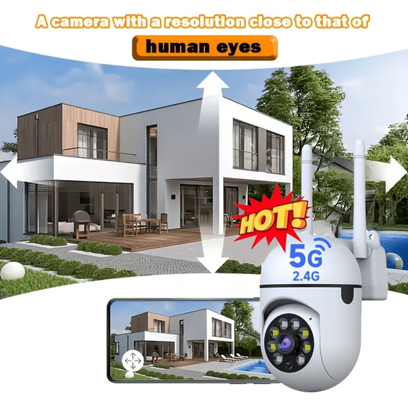 2pcs Wireless Camera, AI Motion Detection, Dual-Band Wifi, 355 Pan And Tilt, Video, Two-Way Audio, Full Color Night Vision, Cloud And SD Storage