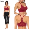 thumbnail image 1 of 2pcs Women Sports Bra Wireless Racerback Beauty Back Yoga Workout Fitness Bra, Red XXL, 1 of 5