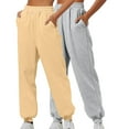 thumbnail image 1 of 2pcs Women's Fleece Lined Joggers High Waisted Water Resistant Thermal Hiking Pants Cold Weather Sweatpants with Pockets Gray M, 1 of 5
