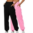 thumbnail image 1 of 2pcs Women's Fleece Lined Joggers High Waisted Water Resistant Thermal Hiking Pants Cold Weather Sweatpants with Pockets Pink XL, 1 of 5