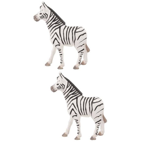2pcs Wood Carving Zebra Statue Desktop Decorative Carving Animal Figurine Household Ornament