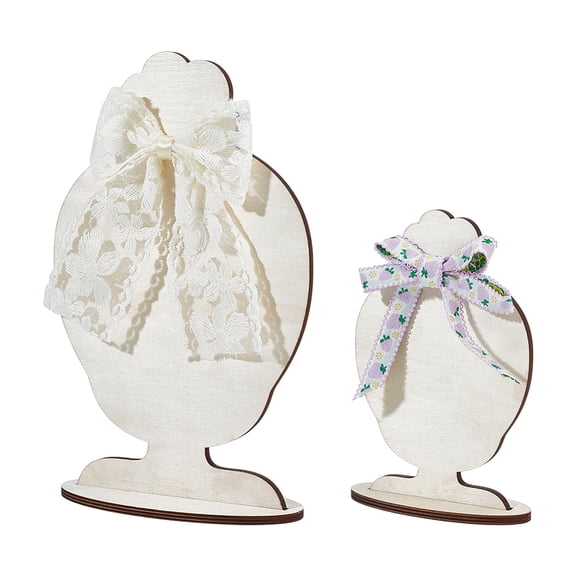 2pcs Wood Hat Hairband Display Stand 2 Sizes Hair Clip Holder Wooden Hat Stand Racks Headband Storage Display Board Rustic Hair Tie Holders