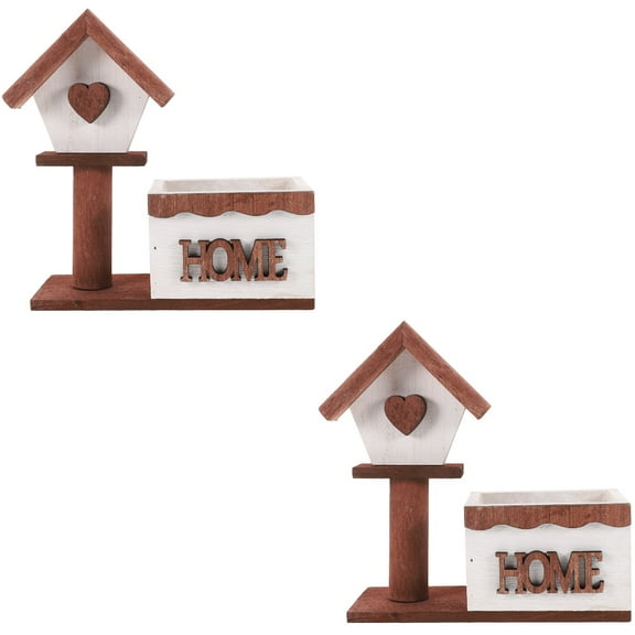 2pcs Wood House Flowerpot Window Box Planters Indoor Small Plant Pot Succulent Flower Pot Decor