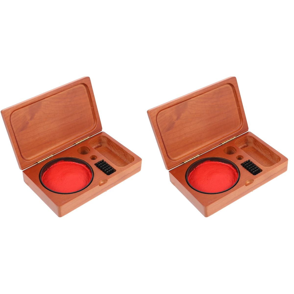 FENGGUIQU 2Pcs Multifunctional Portable Wood Stamp and Ink Pad Organizer for Craft Enthusiasts and Stationery Users