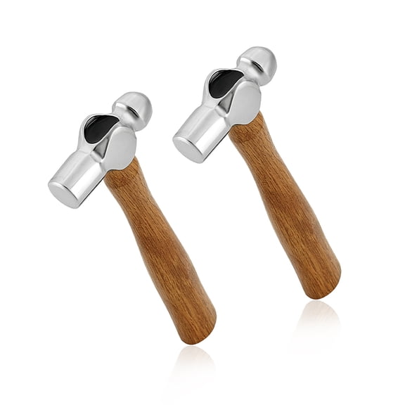 2pcs Wood & Iron Hammers for Jewelry Tools Platinum 15.8x6.4x1.95cm