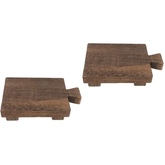 2pcs Wood Riser Rustic Soap Tray Farmhouse Pedestal Stand Wooden Tray for Kitchen Counter