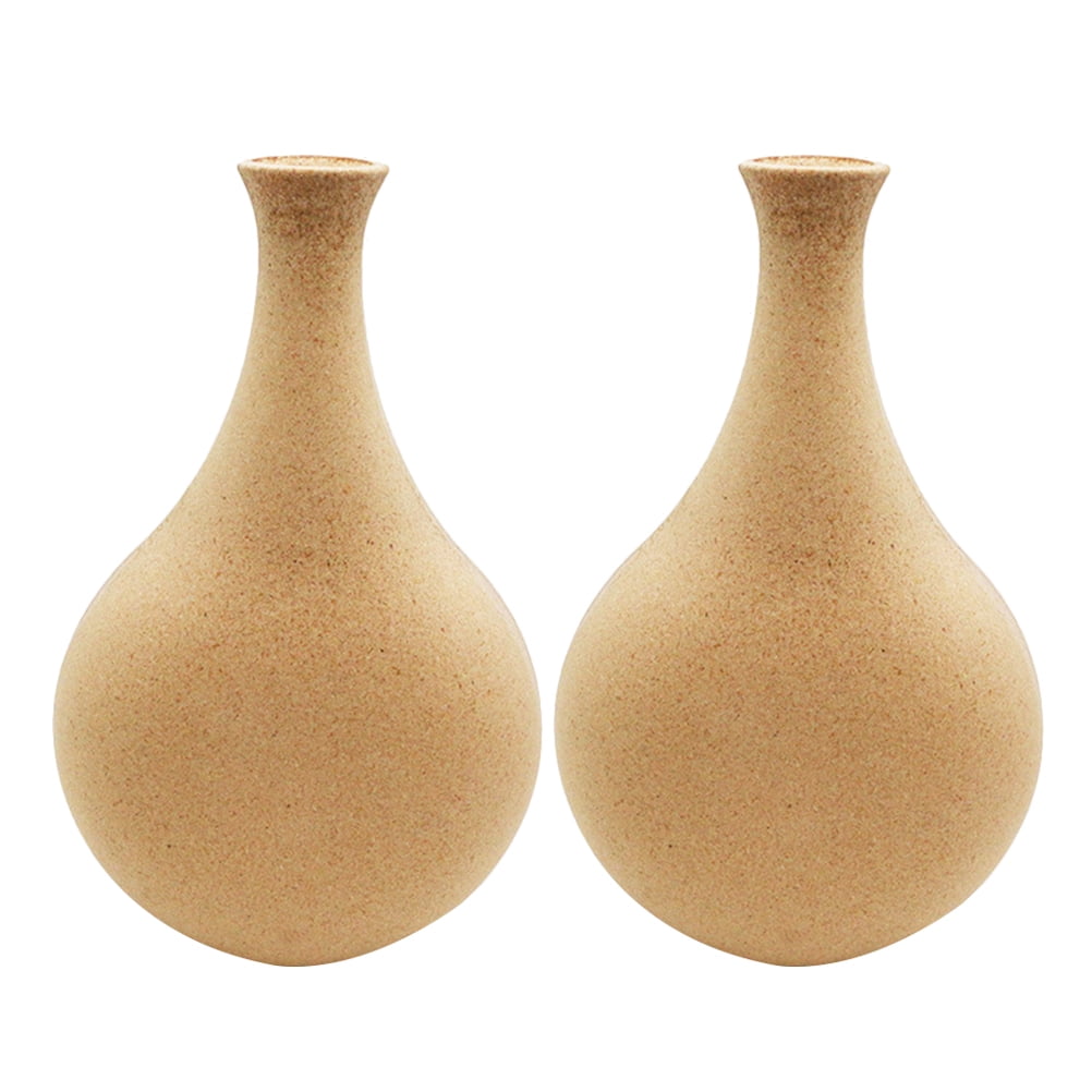 2pcs Wood Vase DIY Painted Clay Vase Retro Vintage Flower Vase for