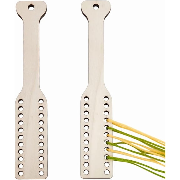 2pcs Wood Weaving Sticks 9.1x1.6 Inch Wooden Weaving Shuttle Wood Color Wood Bobbin Stick with 0.2~0.3 Inch Holes Wood Warping Paddle for Weaving DIY Craft Accessories PapayaWhipDIY