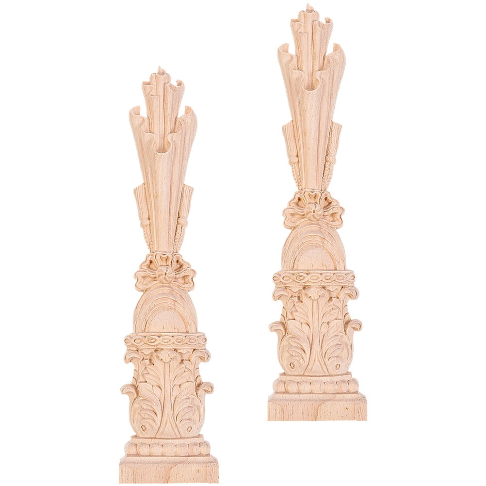 2pcs Woodcarved Onlay Appliques Fireplace Wood Carved Appliques