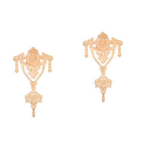2pcs Wooden Applique Wood Carved Corner Onlay Decorative Furniture Applique Woodcarving Decor