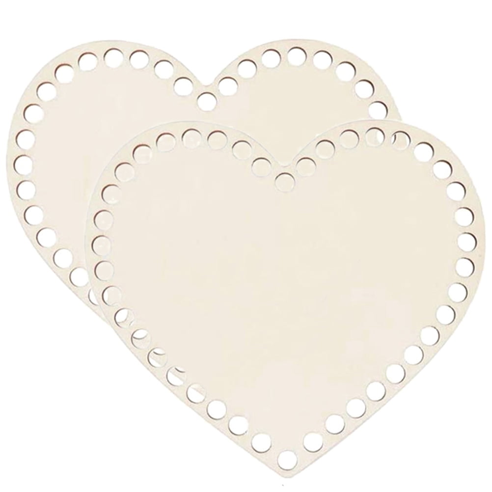 2pcs Wooden Basket Bottoms Heart Shape Blank Crochet Basket Wood Base Bag Wooden Base