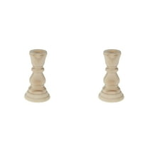 2pcs Wooden Candle Holders for Pillar Candles, Unpainted Wood Candlestick Stand Rustic Farmhouse Style, Classic Craft for DIY Decorating, Wedding, Fireplace, Dining Table Centerpiece Decor