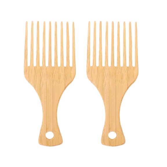 2pcs Wooden Comb Afro Pick Hair Lift Combs Wide-tooth Detangling Comb