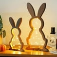 thumbnail image 1 of 2pcs Wooden Easter Bunny Night Light Set, Brown Natural Texture Table Lamp for Shelf Mantel, Soft Glow Holiday Decor for Spring Easter Bedroom Living Room, 2 Sizes Included, 1 of 6