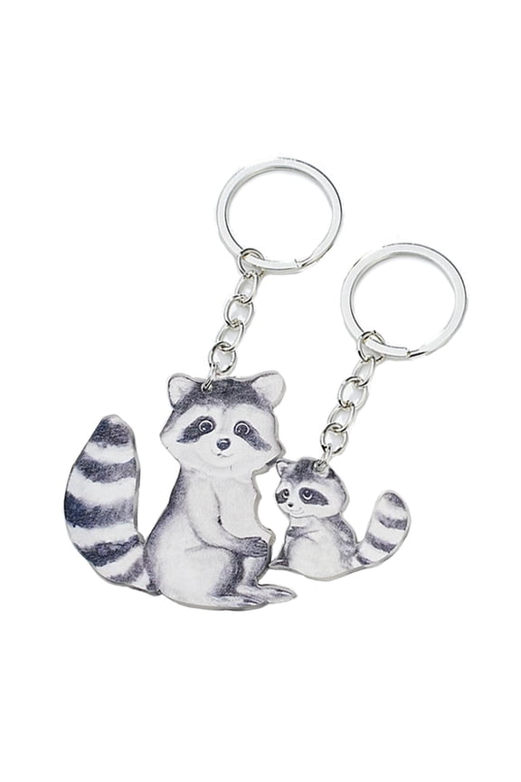 2pcs Wooden Keychain Otters Pendant Keyring Matching Puzzles Key Chain for Backpack Luggage Bag Jewelry