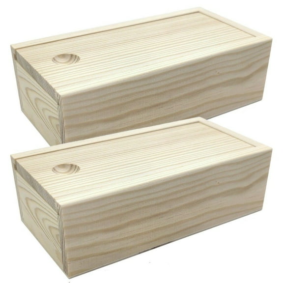2pcs Wooden Match Box, Sliding Drawer Box For Craft, Storage Box To Decorate, DIY Wood Jewellery Box, Pine Wood Drawer Box With Sliding Lid