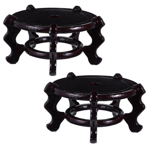2pcs Wooden Plant Stands Oriental Style Indoor Furniture Plant Stand Vase Stand Round Wood Riser Flower Pot Display Base for Home