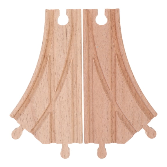 2pcs Wooden Train Track Connectors Multi-Directional Railway Switch Tracks for Kids Educational Toy Train Set with Double-Pin Y Track