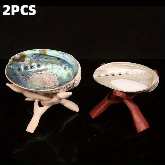 2pcs Wooden Tripod Display Stands, Rustic Handcrafted Wood Holders for Seashells, Crystal Balls, Jewelry, Mini Decorative Items Home Decor Collectibles Housewarming&Holiday Gifts (Red & Natural Wood)