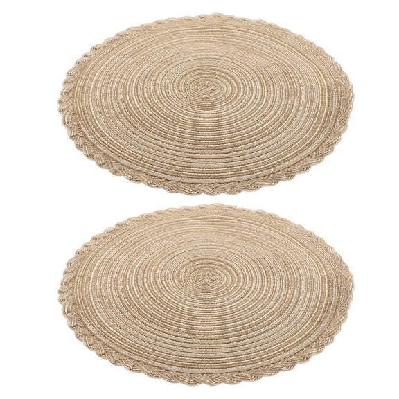 FUEENIRVA 2Pcs Coffee Round Dining Table Mats Protective Heat Proof Decorative Pads