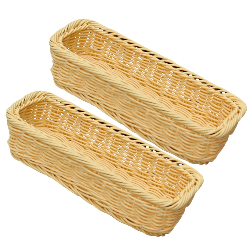 2pcs Woven Cutlery Storage Basket Tabletop Cutlery Basket Sundries