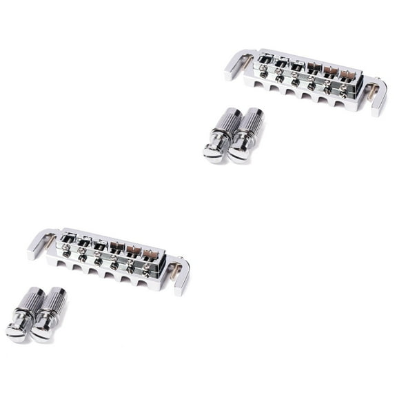 2pcs Wraparound Roller Bridge Saddle Tailpiece for Style Electric Guitar Replacement Parts Accessories (Silver)