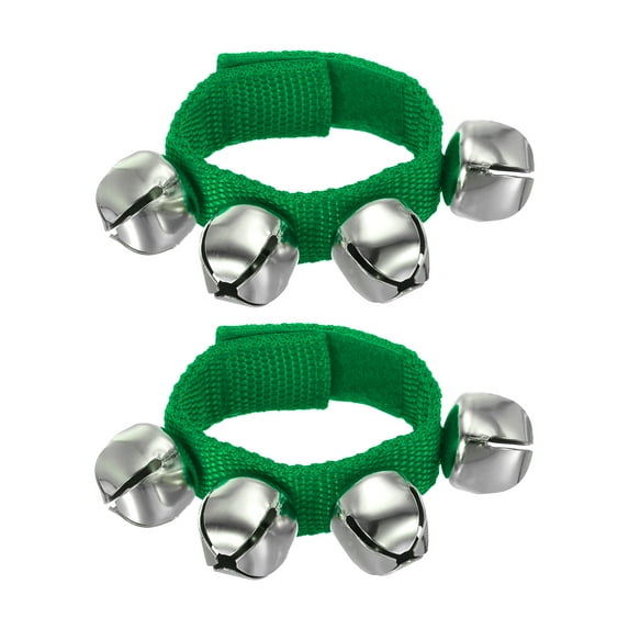 2pcs Wrist Bells, Jingle Bells Ankle Bells Percussion Instruments Musical Rhythm for Party Christmas, Green