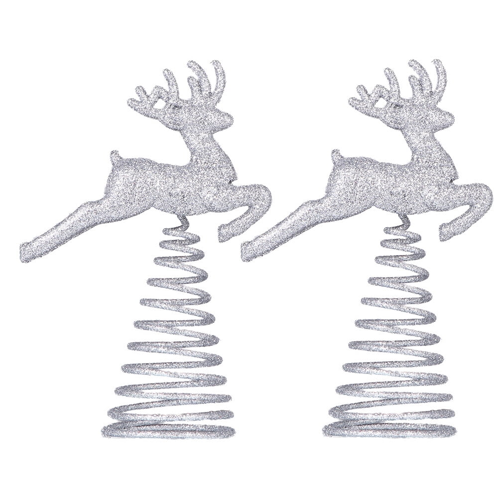 2pcs Wrought Iron Deer Christmas Tree Topper Creative Tree Topper