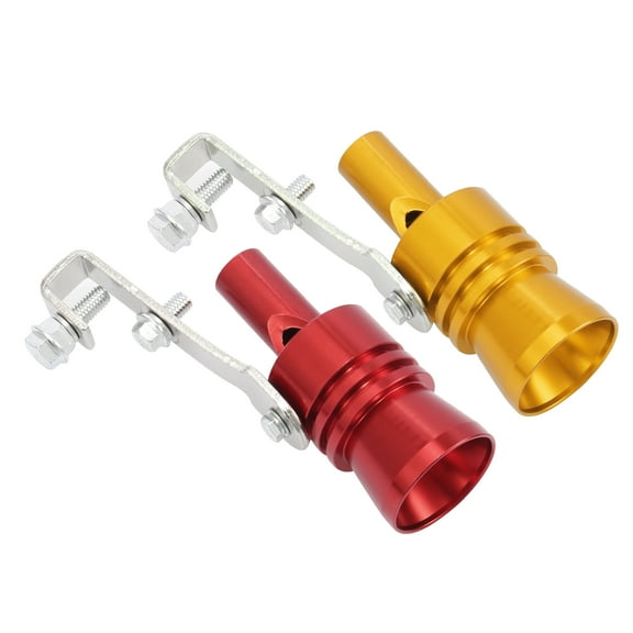 2pcs XL Size Aluminum Alloy Universal Turbo Sound Exhaust Muffler Pipe Whistle Roar Maker for Car Red Yellow
