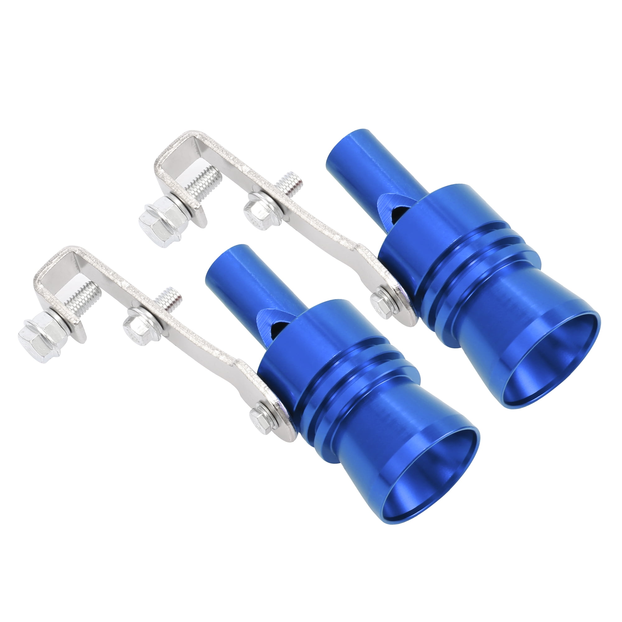 2pcs XL Size Aluminum Alloy Universal Turbo Sound Exhaust Muffler Pipe Whistle Car Roar Maker Blue