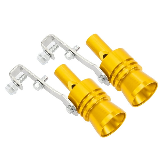 2pcs XL Size Gold Tone Universal Turbo Sound Whistle Muffler Exhaust Pipe Car Roar Maker