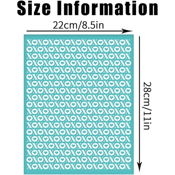 2pcs XOXO Silkscreen Stencil for Polymer Clay Love Heart Adhesive Transfer Stencil 11x8.5 Reusable Mesh