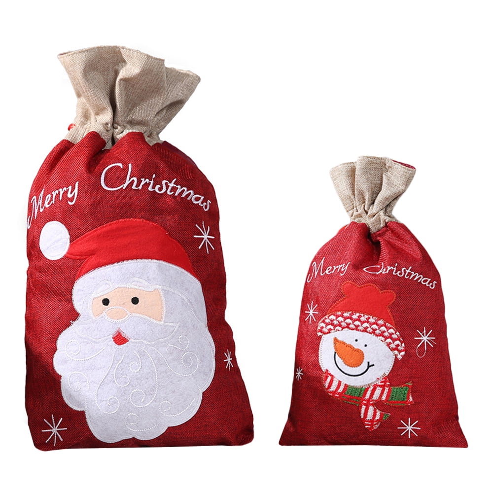 2pcs Xmas Candy Bags Drawstring Bags Gift Wrapping Bags Christmas Gift Bags