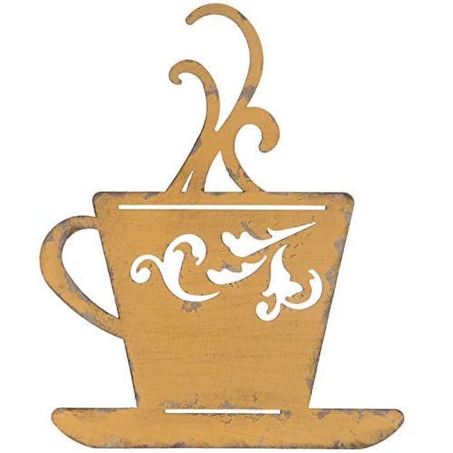 2pcs Yellow Metal Coffee Cup Wall