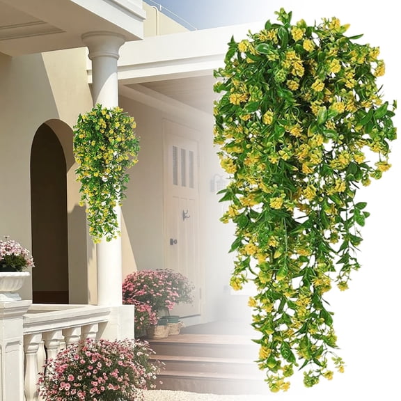 2pcs Yellow Outdoor Hanging Basket Highly Realistic Green Plants D Artificial Hanging Flowers by Miyuadkai Plastic Green Plants and Vines for Outdoor Decorative