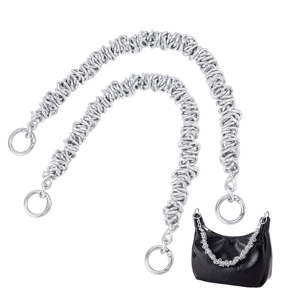 2pcs Zinc Alloy Twisted Ring Chain Bag Handles with Clasps Platinum 340~355x16mm