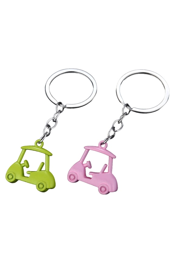 2pcs Zincs Alloy Golf Cart Pendant Keychains Sports Themed Keyring Gift For Golf Enthusiasts Tournament Souvenirs