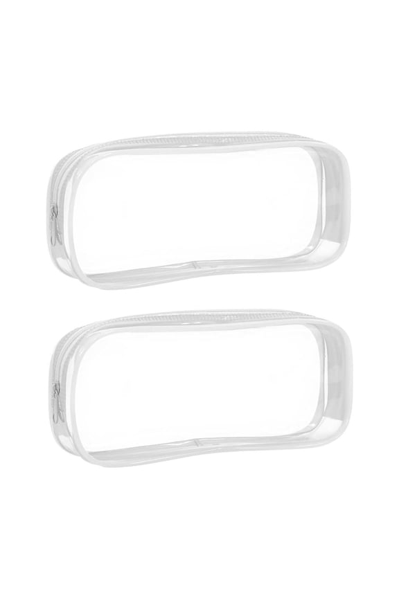 2pcs Zipper Transparent Pen Pouch, Large Capacity Storage Bag, Clear PVC EVA Material, Multipurpose with Water Resistance, Portable Cosmetic Organizer