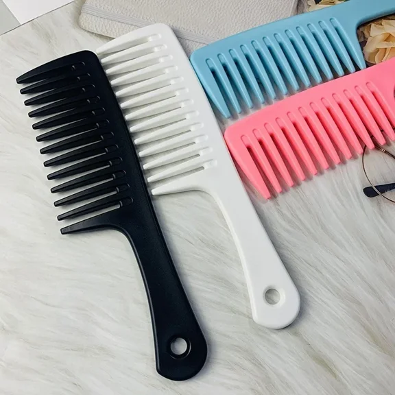 2pcs black Hairdress Comb Heat Resistant Woman Wet Hook Curly Hair Brushes Pro Salon Dyeing Styling Tools Coarse Wide Spikes Tooth