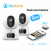 2pcs blurams 2K Dual-Lens Pet Camera , Dual-Band WiFi 6, 360  PTZ, Split-Screen View, Human & Sound Detection, Works with blurams APP