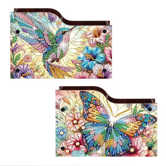 2pcs diamond painting kit wall shelf, special edition bird and butterfly diamond DIY art kit, home dcor and gift selection
