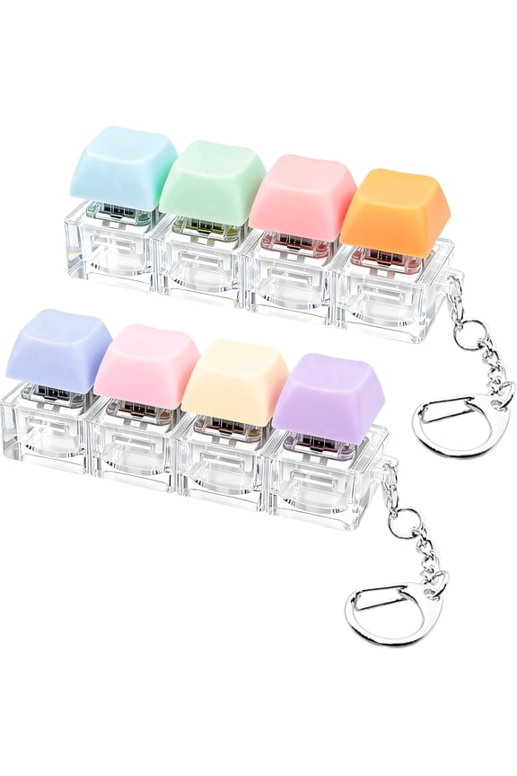 2 Pcs Keyboard Fidget Toy - 4 Key Clicky Keyboard Fidget Keychain for Adults & Kids, Portable Finger Clicker Stress Relief Toys (Purple, Blue, Pink, Orange)