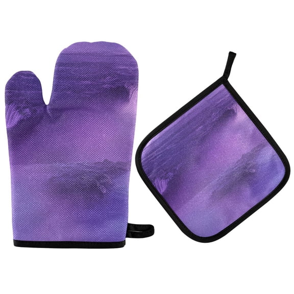2pcs kitchen insulation gloves Oven Mitts and Pot Holders Sets, Heat Resistant kitchen insulation pad Purple Mist