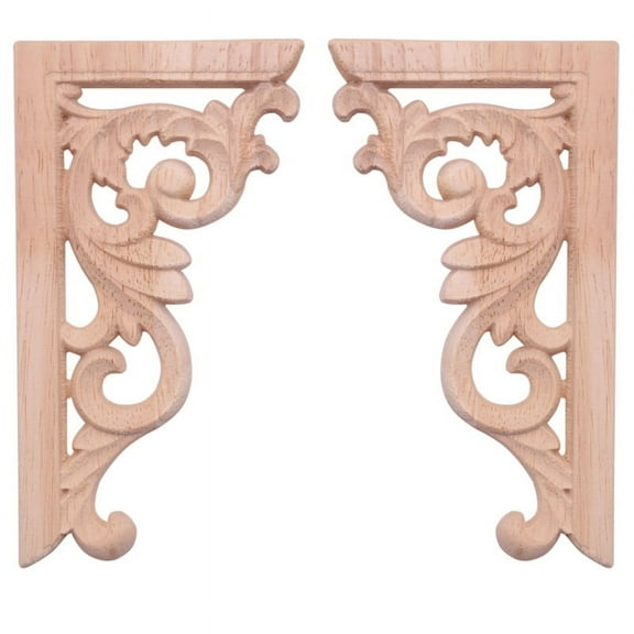 2pcs left+right Wooden Corner Onlay Furniture Wall Frame Applique